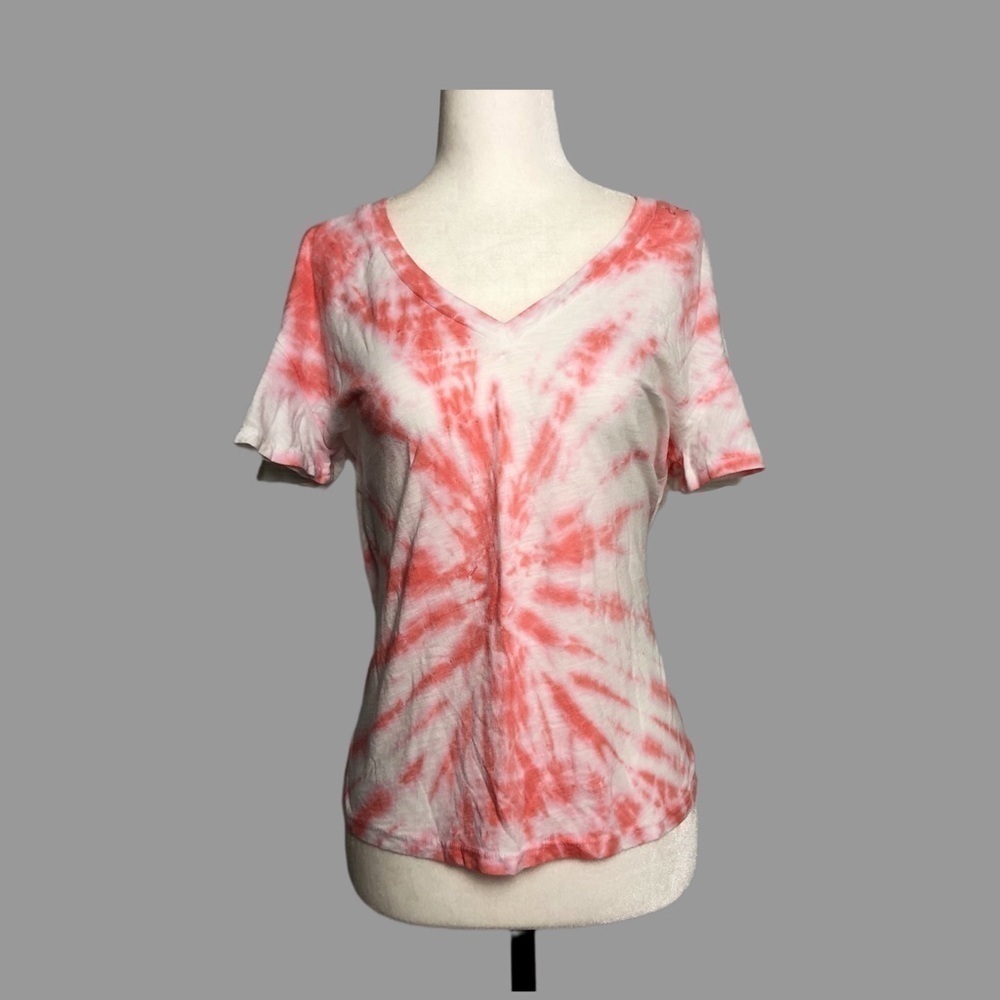 🧡 XS 🧡 NWT Anthro Top Tie Dye Flutter Sleeve Tee V-Neck